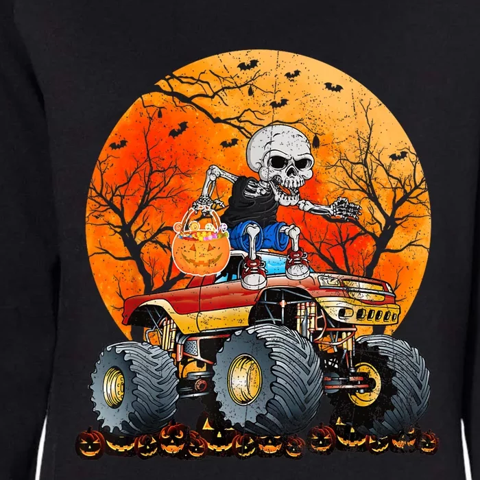 Skeleton Monster Truck Moon Candy Halloween Womens California Wash Sweatshirt