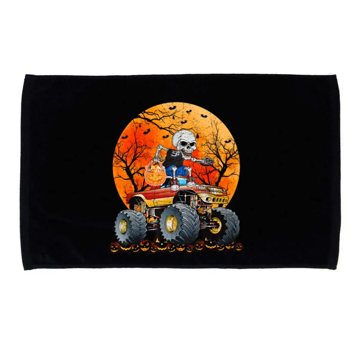 Skeleton Monster Truck Moon Candy Halloween Microfiber Hand Towel