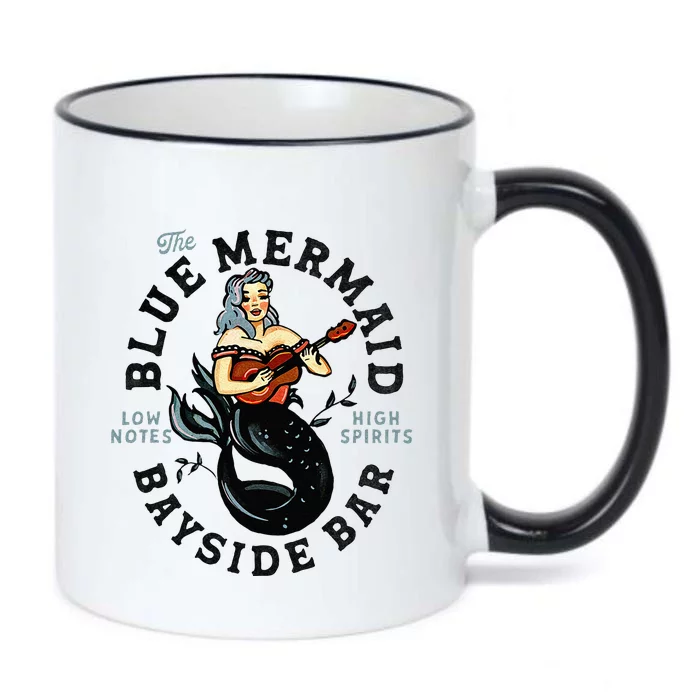 Sailor Mermaid Tattoo Guitar Playing Dive Bar Music Pinup Black Color Changing Mug