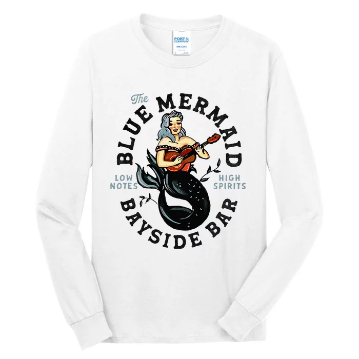 Sailor Mermaid Tattoo Guitar Playing Dive Bar Music Pinup Tall Long Sleeve T-Shirt