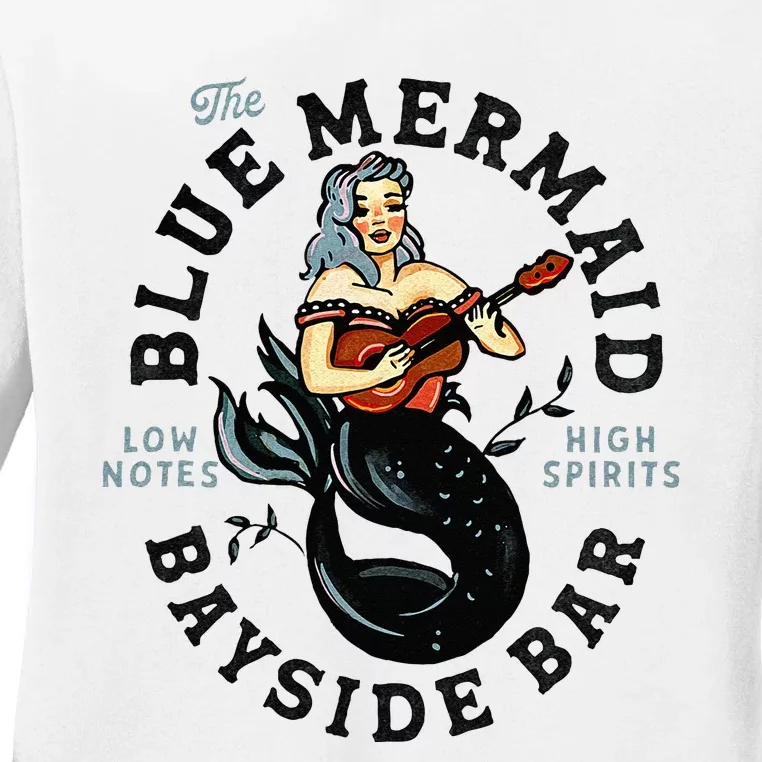 Sailor Mermaid Tattoo Guitar Playing Dive Bar Music Pinup Ladies Long Sleeve Shirt