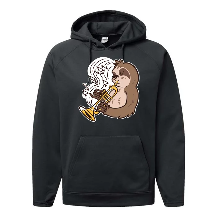 Sloth Musical Trumpet Performance Fleece Hoodie