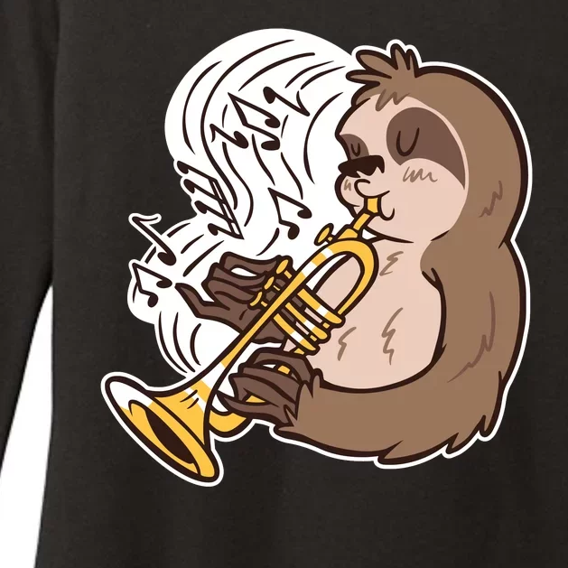 Sloth Musical Trumpet Womens CVC Long Sleeve Shirt