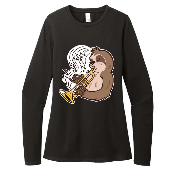 Sloth Musical Trumpet Womens CVC Long Sleeve Shirt