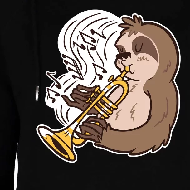 Sloth Musical Trumpet Womens Funnel Neck Pullover Hood