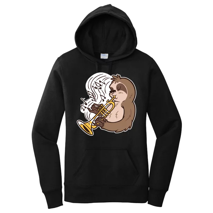 Sloth Musical Trumpet Women's Pullover Hoodie