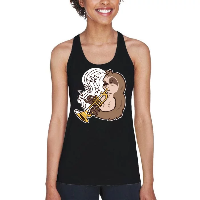 Sloth Musical Trumpet Women's Racerback Tank