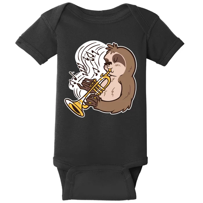 Sloth Musical Trumpet Baby Bodysuit