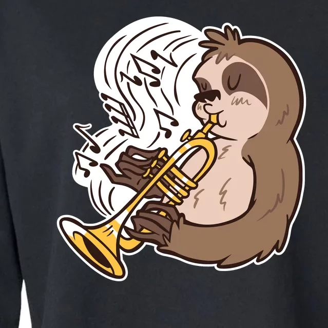 Sloth Musical Trumpet Cropped Pullover Crew