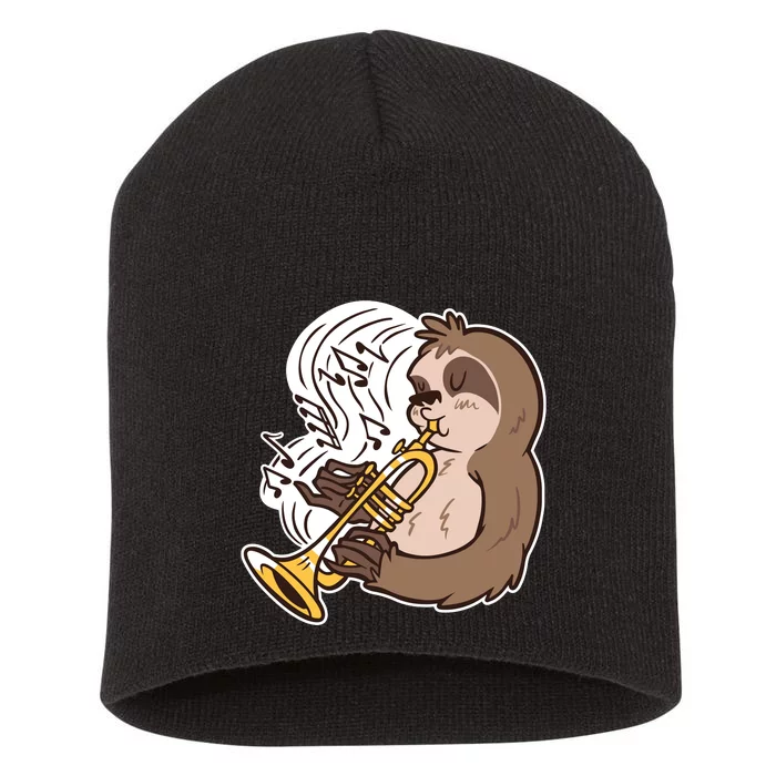 Sloth Musical Trumpet Short Acrylic Beanie