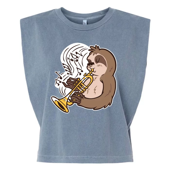 Sloth Musical Trumpet Garment-Dyed Women's Muscle Tee