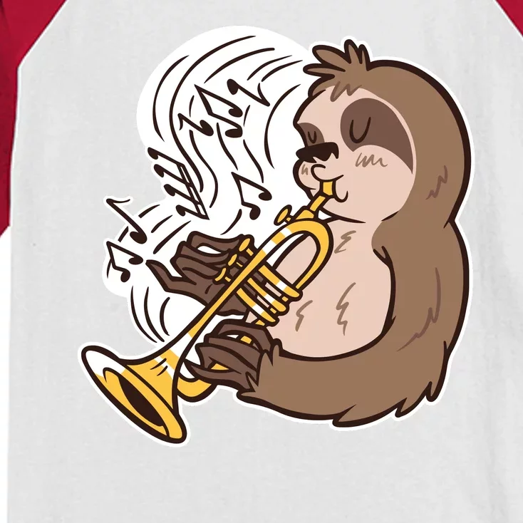 Sloth Musical Trumpet Kids Colorblock Raglan Jersey