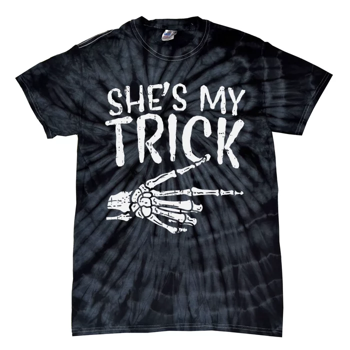 Shes My Trick Matching Couple Halloween Costume Boyfriend Tie-Dye T-Shirt