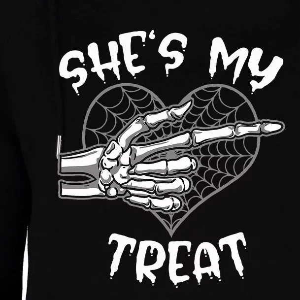 SheS My Treat Funny Halloween Matching Couple Womens Funnel Neck Pullover Hood