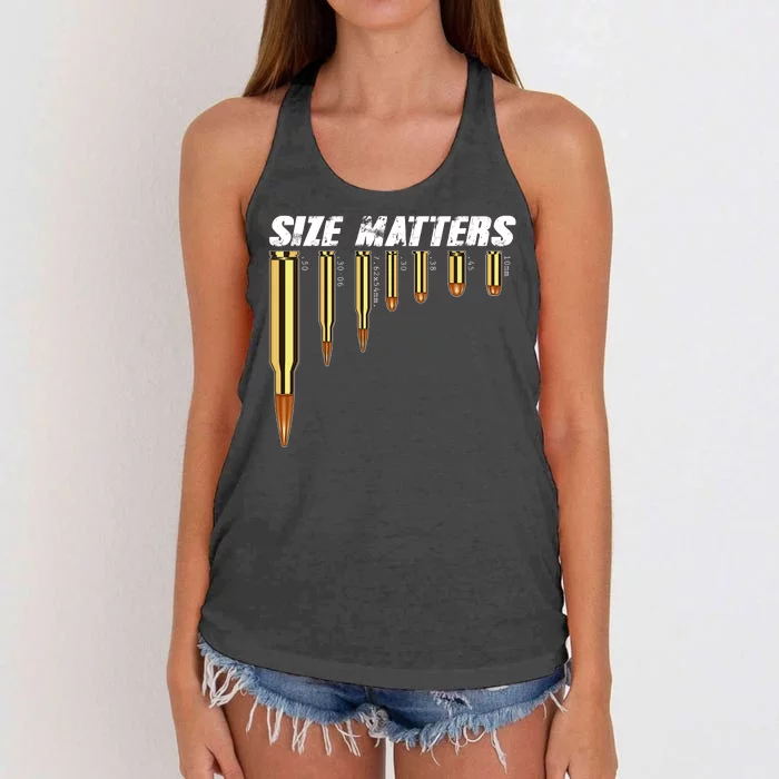 Size Matters Types Of Bulllets Women's Knotted Racerback Tank