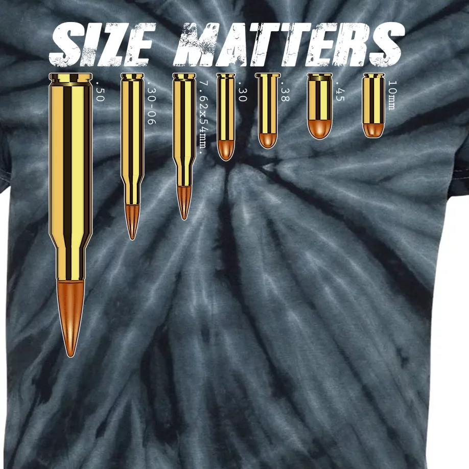 Size Matters Types Of Bulllets Kids Tie-Dye T-Shirt