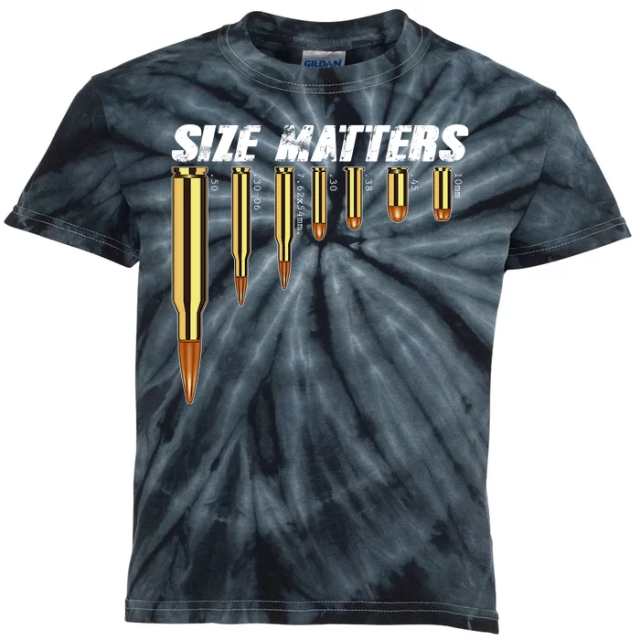 Size Matters Types Of Bulllets Kids Tie-Dye T-Shirt