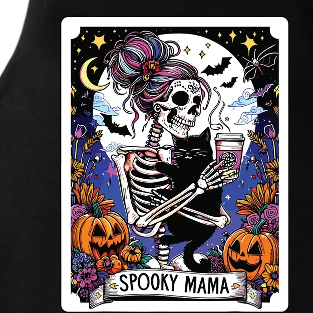 Spooky Mama Tarot Card Halloween Mom Skull Mama Black Cat Ladies Tri-Blend Wicking Tank