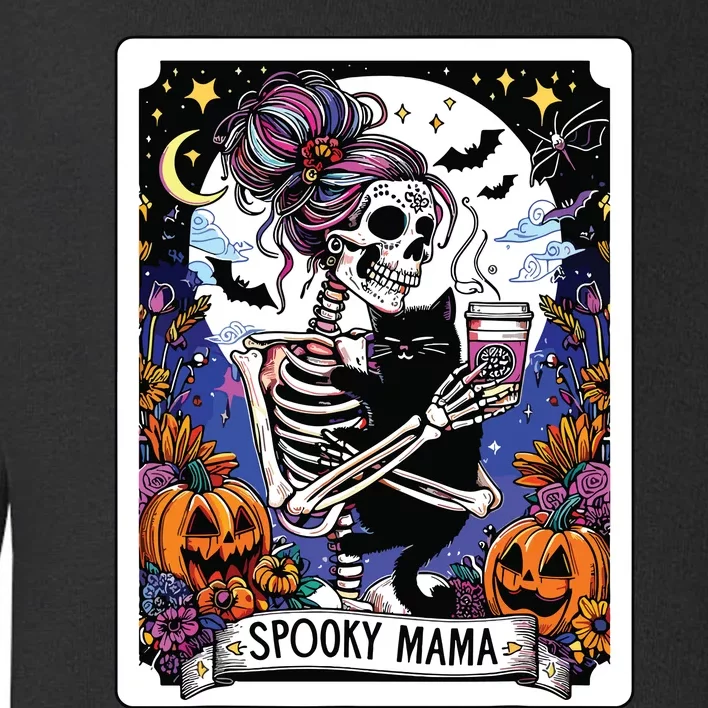 Spooky Mama Tarot Card Halloween Mom Skull Mama Black Cat Toddler Sweatshirt