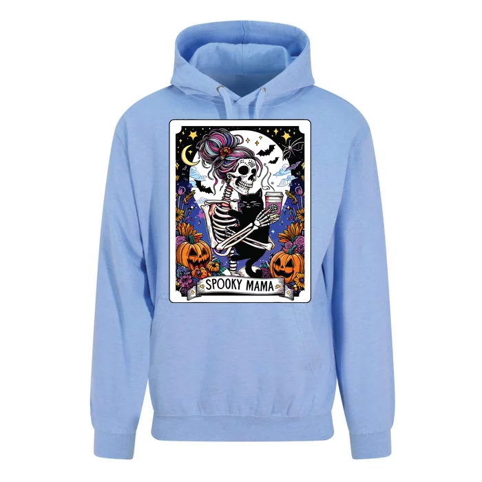 Spooky Mama Tarot Card Halloween Mom Skull Mama Black Cat Unisex Surf Hoodie