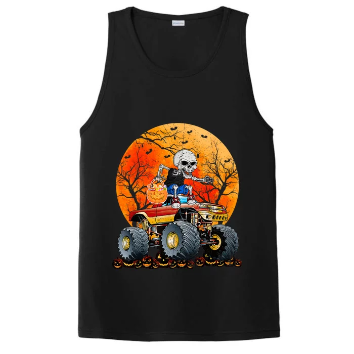 Skeleton Monster Truck Moon Candy Halloween Performance Tank