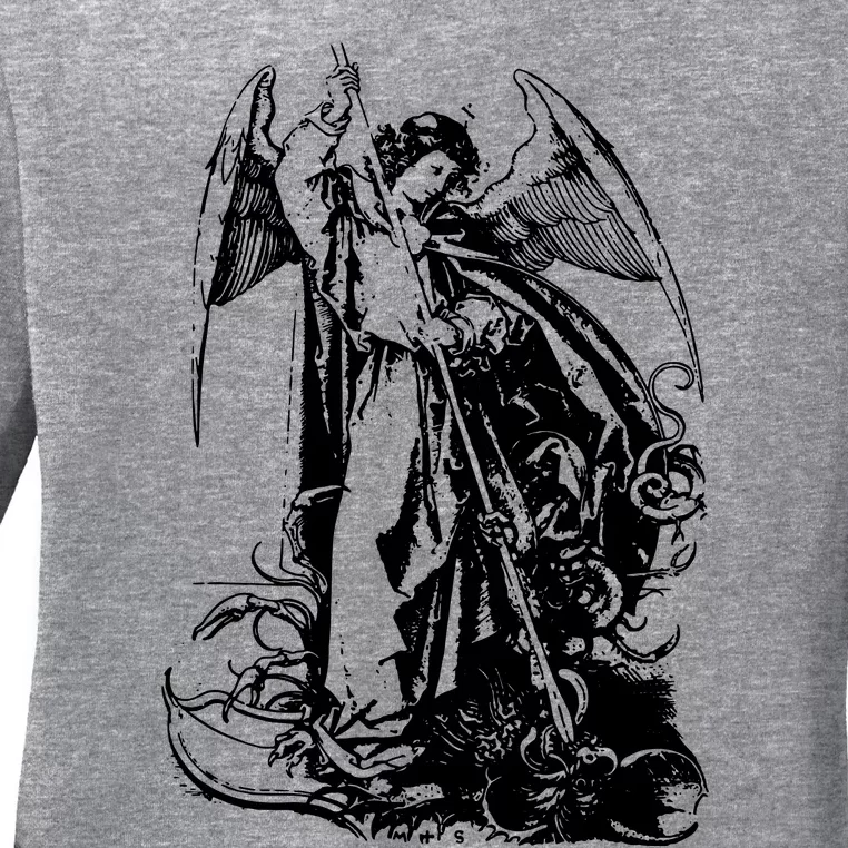 St Michael The Archangel Angel Ladies Long Sleeve Shirt