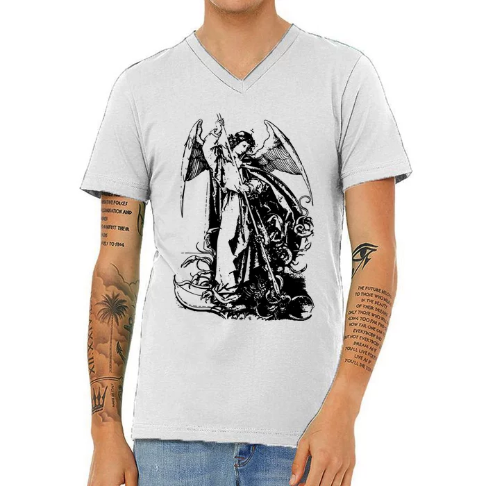 St Michael The Archangel Angel V-Neck T-Shirt