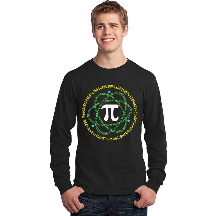 Science Math Teachers Atom Pi Symbol Apparel Pi Day Tall Long Sleeve T-Shirt