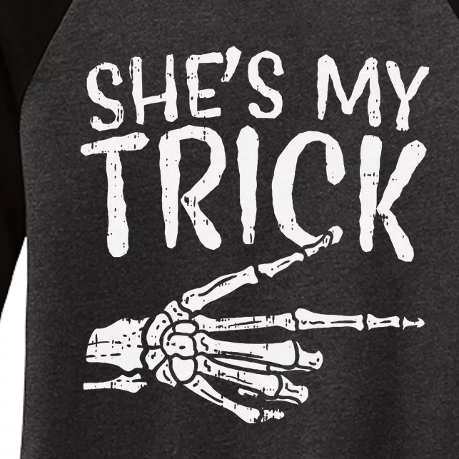 Shes My Trick Matching Couple Halloween Costume Boyfriend Women's Tri-Blend 3/4-Sleeve Raglan Shirt