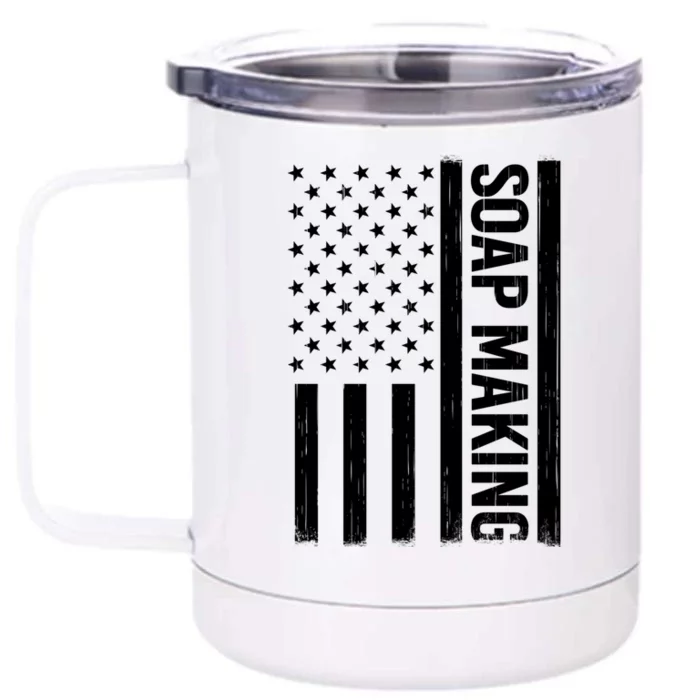 Soap Making Us Flag Soapmaker Vintage Soap Maker Meaningful Gift Front & Back 12oz Stainless Steel Tumbler Cup