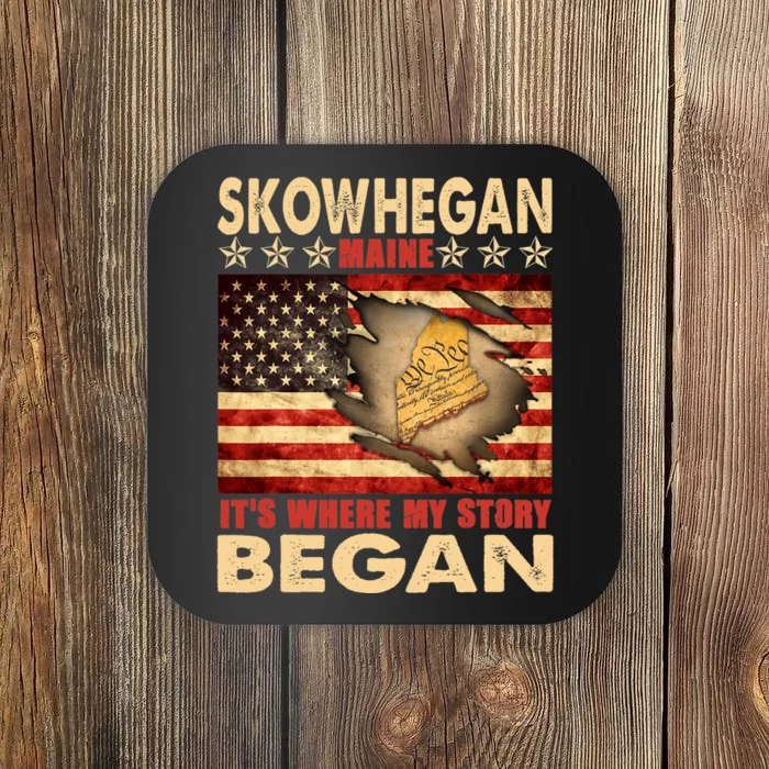 Skowhegan Maine Usa Flag 4th Of July Coaster