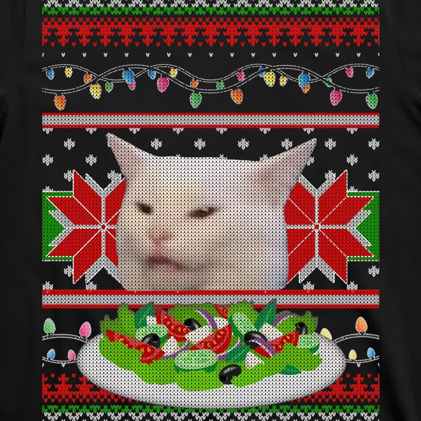 Smug Table Cat Meme Ugly Christmas T-Shirt