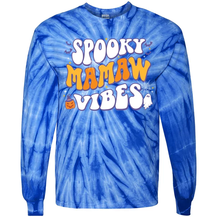 Spooky Mamaw Vibes Halloween Cool Gift Tie-Dye Long Sleeve Shirt