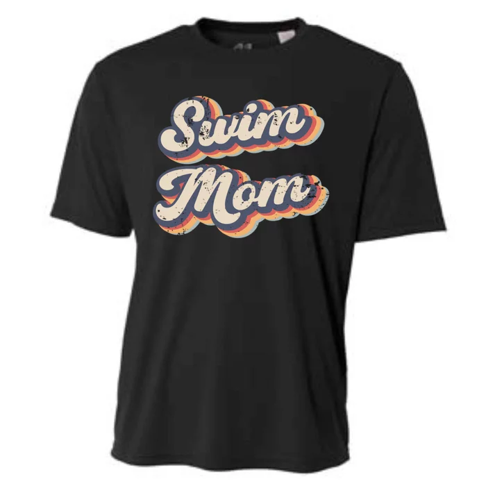 Swim Mom Vintage Rainbow Gift Cooling Performance Crew T-Shirt