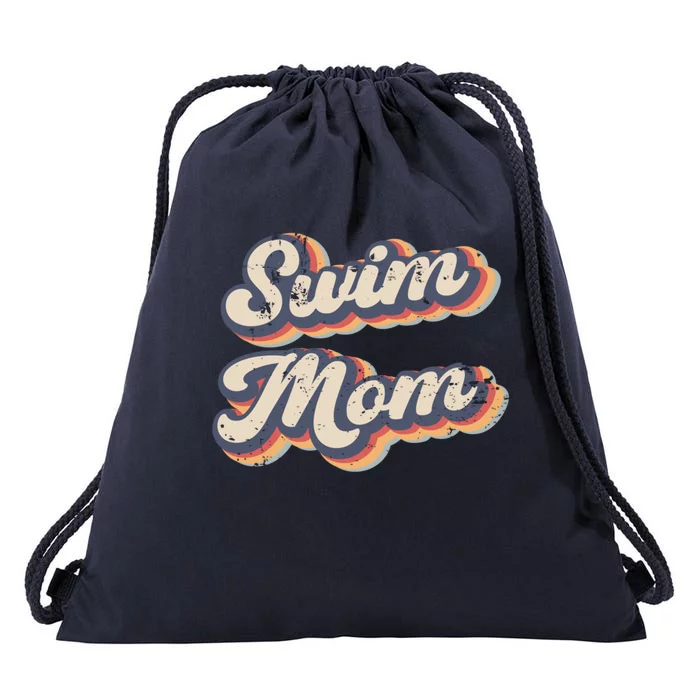 Swim Mom Vintage Rainbow Gift Drawstring Bag