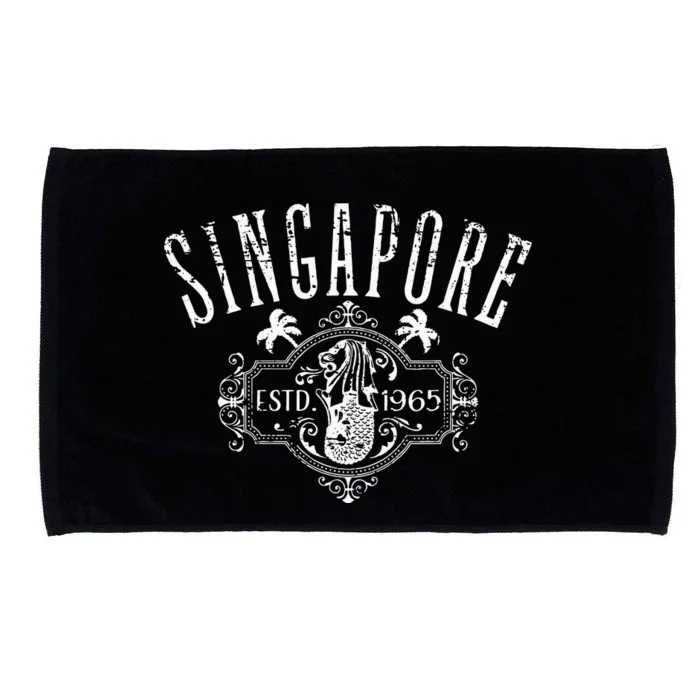 Singapore Merlion Vintage Distressed Style Design Souvenir Microfiber Hand Towel