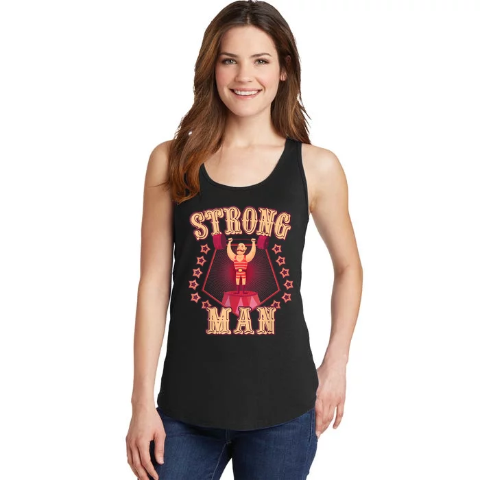 Strong Man Vintage Retro Circus Carnival Birthday Party Ladies Essential Tank