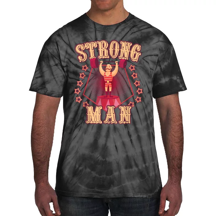 Strong Man Vintage Retro Circus Carnival Birthday Party Tie-Dye T-Shirt