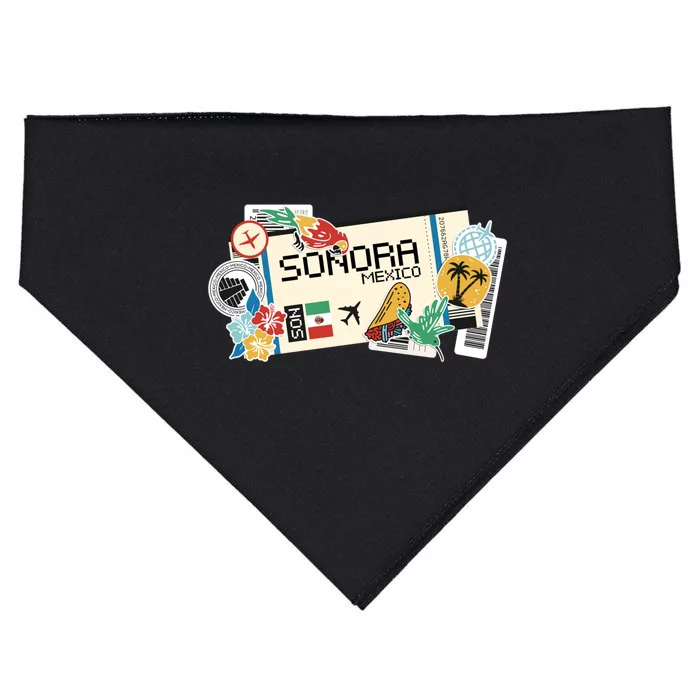 Sonora Mexican Vacation Holidays Estado De Sonora Mexico Funny Gift USA-Made Doggie Bandana