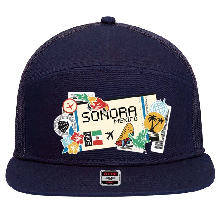 Sonora Mexican Vacation Holidays Estado De Sonora Mexico Funny Gift 7 Panel Mesh Trucker Snapback Hat