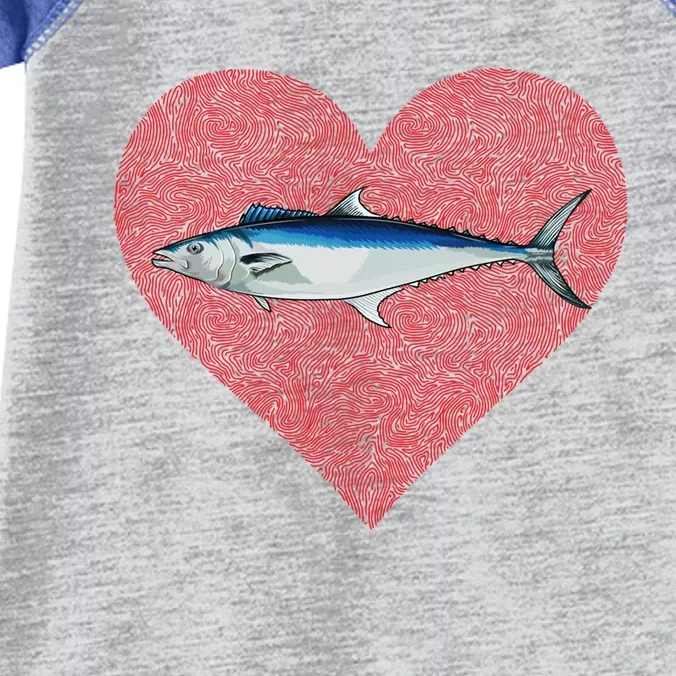 Spanish Mackerel Valentines Day Fish Love Fingerprint Cute Gift Infant Baby Jersey Bodysuit