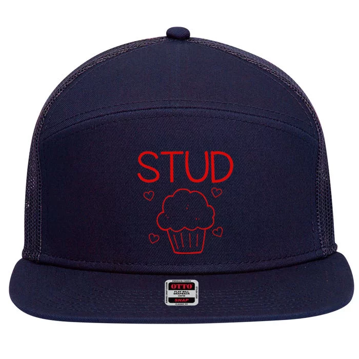 Stud Muffins Valentine's Day Funny Heart Love 7 Panel Mesh Trucker Snapback Hat