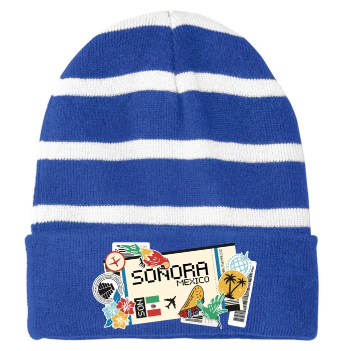 Sonora Mexican Vacation Holidays Estado De Sonora Mexico Gift Striped Beanie with Solid Band