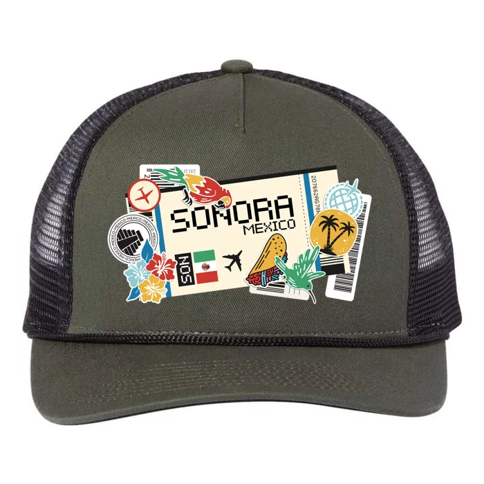 Sonora Mexican Vacation Holidays Estado De Sonora Mexico Gift Retro Rope Trucker Hat Cap