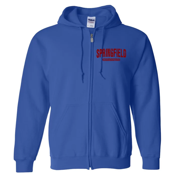 Springfield Massachusetts Vintage University College Style Gift Full Zip Hoodie