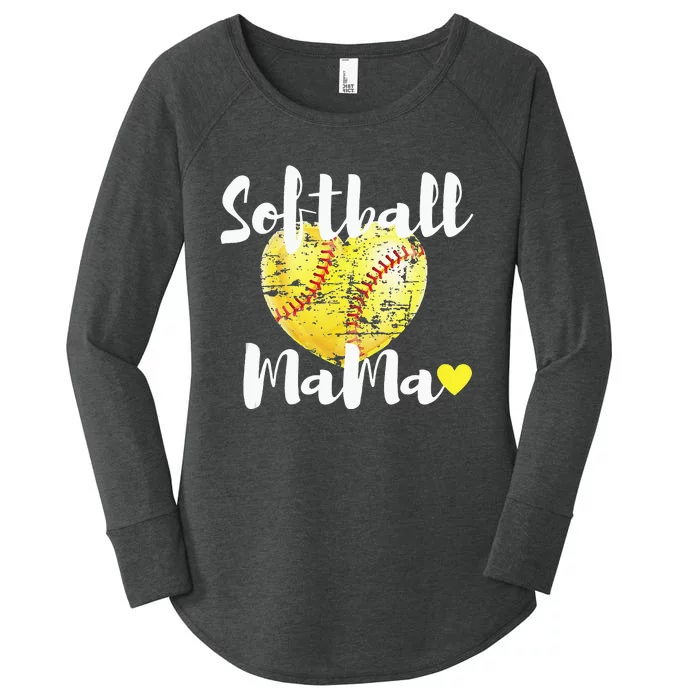 Softball Mama Vintage Softball Heart Gift Mothers Day Women's Perfect Tri Tunic Long Sleeve Shirt