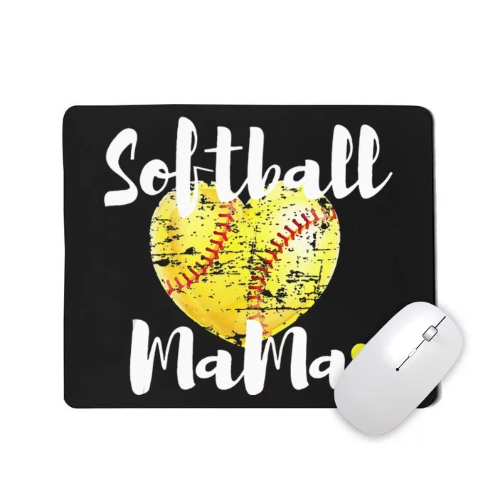 Softball Mama Vintage Softball Heart Gift Mothers Day Mousepad