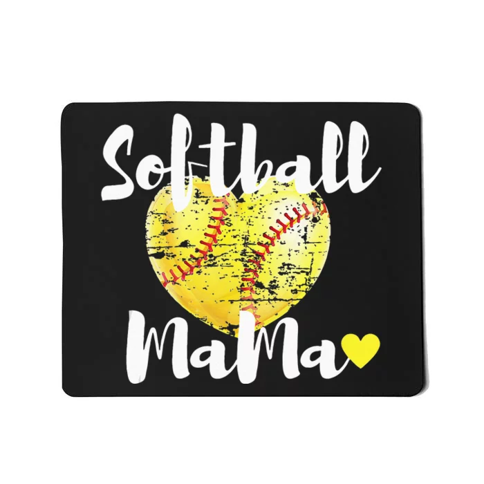 Softball Mama Vintage Softball Heart Gift Mothers Day Mousepad