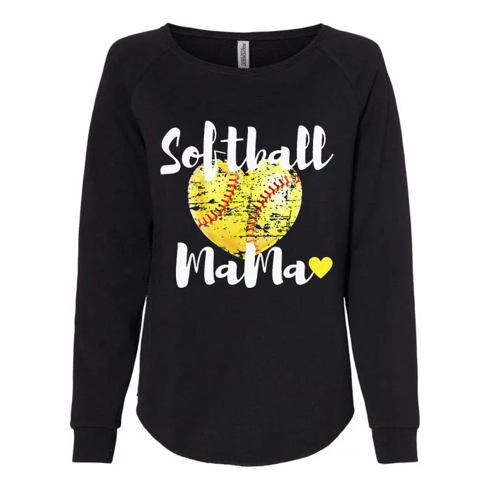 Softball Mama Vintage Softball Heart Gift Mothers Day Womens California Wash Sweatshirt