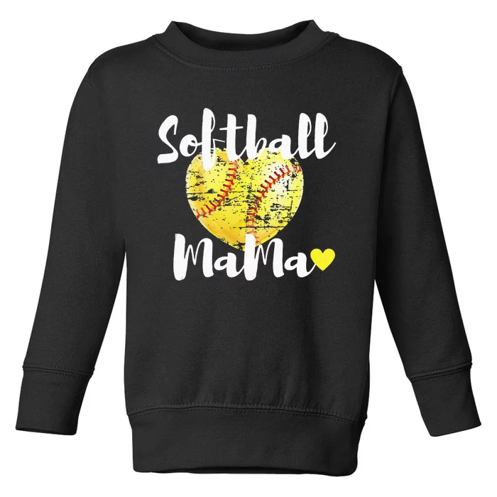 Softball Mama Vintage Softball Heart Gift Mothers Day Toddler Sweatshirt